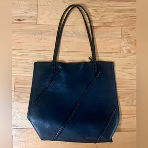 Anthropologie Black Faux Leather Tote